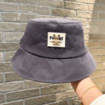 Fashion Dark Gray Bear Patch Hot Diamond Metal Label Bucket Hat