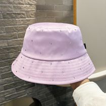 Fashion Purple Pink Satin And Diamond Flat Bucket Hat
