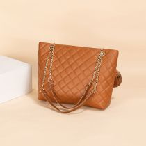 Fashion Light Brown Diamond Large Capacity Shoulder Bag