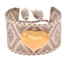 Fashion Light Grey Copper Heart Geometric Pattern Braided Tassel Bracelet