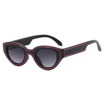 Fashion Bright Black Double Gray Ac Line Cat Eye Sunglasses