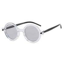 Fashion Transparent White And Black Frame Light Gray Ac Round Frame Sunglasses