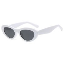 Fashion Solid White Gray Flakes Cat Eye Oval Sunglasses