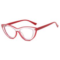 Fashion Transparent White Cover With Bright Red Ac Cat Eye Flat Mirror