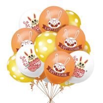 Fashion 3 White Rabbits + 3 Orange Rabbits + 4 Golden Polka Dots Cartoon Rabbit Latex Balloon Set