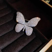 Fashion Silver Alloy Diamond Butterfly Brooch