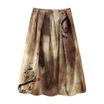 Fashion Brown Polyester Printed Skirt