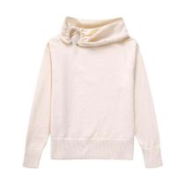 Fashion Beige Polyester Pleated Knit Sweater