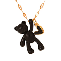 Fashion Black Titanium Steel Dripping Oil Care Bear Pendant Necklace