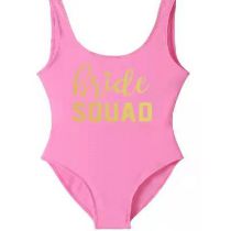 Fashion Pink (gold Lettering) Nylon Monogram One-piece Swimsuit