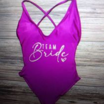 Fashion Purple White Letter Nylon Monogram One-piece Swimsuit