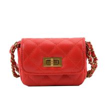 Fashion Red Pu Diamond Lock Crossbody Bag