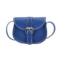 Fashion Blue Pu Belt Buckle Flap Crossbody Bag