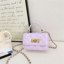 Fashion Purple Pu Diamond Lock Flap Crossbody Bag