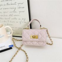 Fashion Khaki Pu Diamond Lock Flap Crossbody Bag