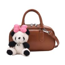 Fashion With Pendant Brown 3d Doll Large Capacity Children's Crossbody Bag