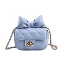 Fashion Blue Pu Diamond Lock Flap Crossbody Bag