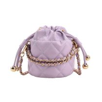Fashion Purple Pu Diamond Drawstring Crossbody Bag