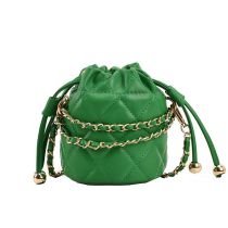 Fashion Green Pu Diamond Drawstring Crossbody Bag