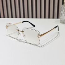 Fashion White Tablets Rimless Diamond Square Sunglasses