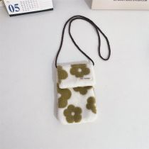 Fashion Green Flowers Plush Printed Flap Crossbody Bag