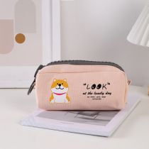 Fashion Beige Canvas Printed Large Capacity Pencil Case
