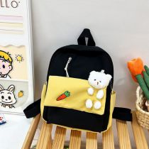 Fashion Black Canvas Large Capacity Children's Backpack