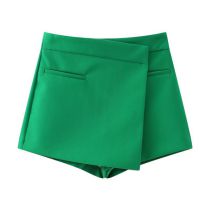 Fashion Green Polyester Asymmetrical Culottes