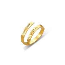 Fashion Golden Eucalyptus Titanium Steel Engraved Geometric Open Ring