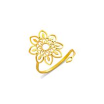 Fashion Gold Stainless Steel Hollow Sunflower Ring