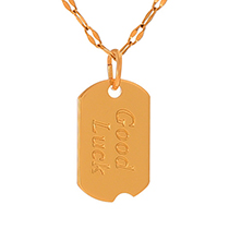 Fashion Golden 2 Titanium Steel Letter Irregular Square Plate Pendant Necklace