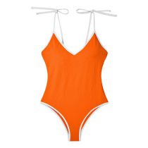 Fashion Orange Nylon Strappy One-piece Swimsuit