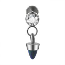 Fashion 6# (minimum Batch Of 4) Stainless Steel Diamond-encrusted Geometric Piercing Tapered Lip Nail (minimum Batch Of 4)