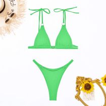 Fashion Light Green Nylon Lace-up One-piece Swimsuit Bikini