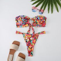 Fashion Big Flower Polyester Printed Swimsuit