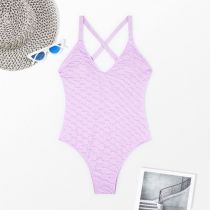 Fashion Purple Nylon Jacquard One-piece Swimsuit