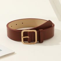 Fashion Brown Pu Wide Belt With Metal Pin Buckle