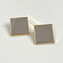 Fashion Large Earring Style Metal Glossy Square Stud Earrings
