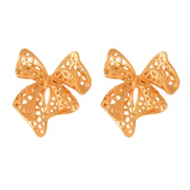 Fashion Gold Copper Hollow Bow Earrings