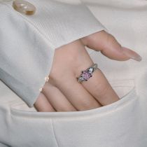 Fashion Pink Diamond Copper Diamond Geometric Ring