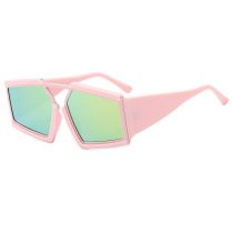 Fashion Pink Frame Pink Mercury Polygonal Large Frame Sunglasses