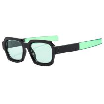 Fashion Black Frame Green Film Large Square Frame Sunglasses
