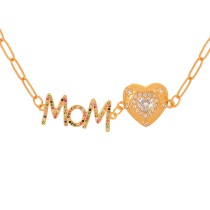 Fashion Mom Copper Inlaid Zirconium Heart Letter Mom Necklace