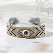 Fashion Grey Rice Beads Braided Eye Bracelet