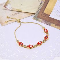 Fashion Red Copper Inlaid Zirconium Oil Palm Eye Bracelet