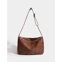 Fashion Brown Pu Large Capacity Crossbody Bag