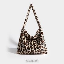 Fashion Leopard Print Plush Leopard Print Large Capacity Shoulder Bag