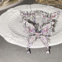 Fashion Brooch 0003?pink Copper And Diamond Butterfly Brooch