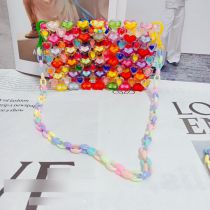 Fashion Color Circle Chain Portable Model Acrylic Heart Beaded Tote Bag