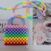 Fashion Rainbow Colors Acrylic Geometric Beaded Woven Crossbody Bag